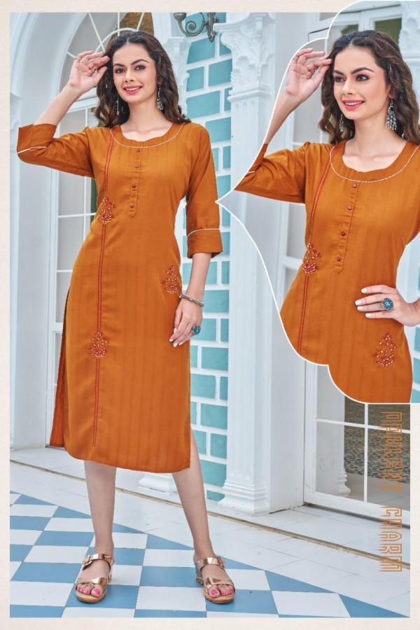 Ft Rashmika 01 Embroidery Rayon Designer Kurti Collection